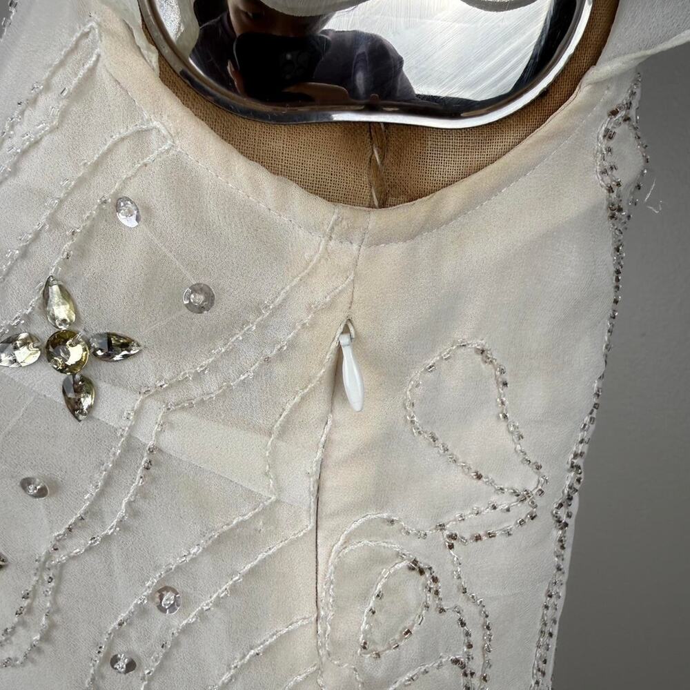 Y2K L.A.F.E.R. white beaded sheer dress Y2K embellished fairy size S - Picture 6 of 8